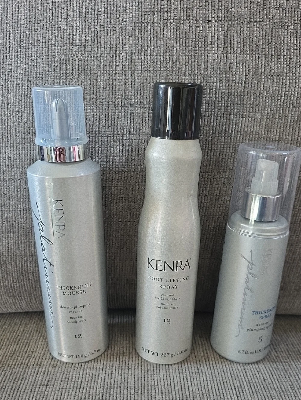 Kenra Platinum Styling Set —Thickening Mousse, Root Lifting & Thickening Sprays.